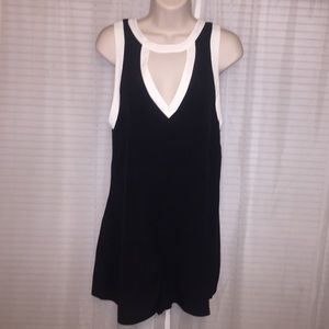Black and white open back romper